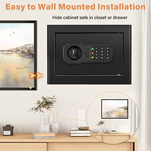 25L Safe for Home with Fireproof Waterproof Wallet, Digital Safe Safe with Removable Shelf and Alarm System, Wall Safe, Furniture Safe for Cash, Medication, Jewellery, A4 Documents