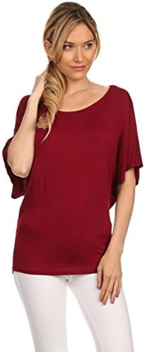 Womens Boat Neck Dolman Top (Large , Burgandy )