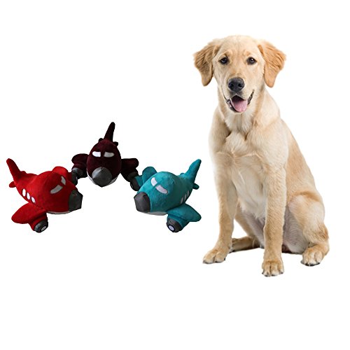 Yinrunx Dog Chew Toy Pet Airplane Shape Fleece Bitting Puppy Indoor Squeaking Playing Training Supplies