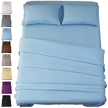 Sonoro Kate Bed Sheet Set Super Soft Microfiber 1800 Thread Count Luxury Egyptian Sheets 18-Inch Deep Pocket Wrinkle and Hypoallergenic-4 Piece(King Lake Blue)