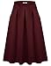 Skirts for Women,Bebonnie Pleated A Line High Waisted Scuba Fit Flare Midi Girls Juniors Ladies Peasant Skirts Wine M