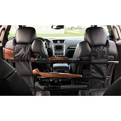 Aokin Car Seat Back Gun Rack Hunting Gun Sling Shotgun Rifle Gun Holsters Pistols Organizer with Pockets, Black
