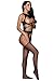 Jelove Women Sexy Crotchless Fishnet Bodystocking Striped Bodysuit Lingerie Set (Black-1)