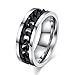 Topick Men's Fashion Black Stainless Steel Wide 8mm Spinner Chain Shaped Ring (7.5)