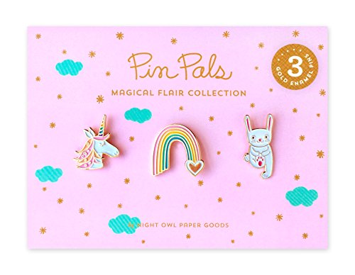 Night Owl Paper GoodsMagical Flair Enamel Pin Gift Set of 3 – Unicorn, Rainbow & Mermaid Enamel Lapel Pins – Cute Fantasy Pins for Jacket, Backpack, Hat, Lanyard – Great Gift for Kids, Dreamers, Teachers – USA Small Business