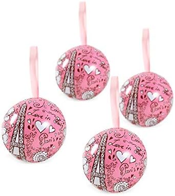 Lvcky 8Pcs European Wedding Candy Tin Ball Boxes Round Chocolate Box Bonbonniere Birthday Party Decorative Pink Tower(Pink Tower)