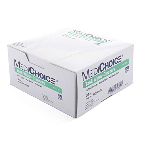 MediChoice Task Wipes, Disposable, Rayon, 10.5 Inch x 9 Inch, White (Pack of 30)