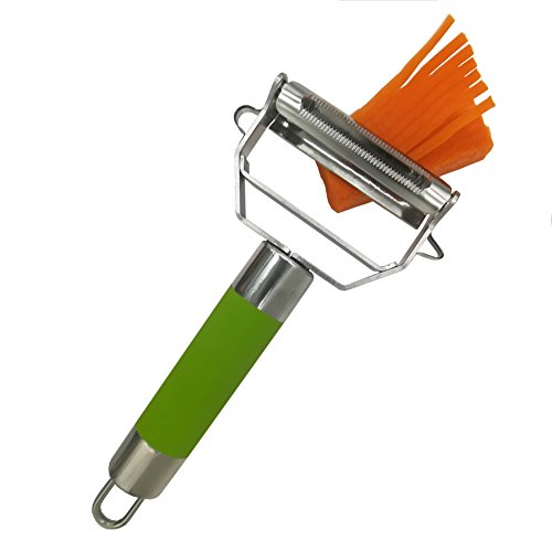 Simculpt Ultra Sharp Stainless Steel Dual Julienne & Peeler for Carrot Potato Apple Melon Gadget Vegetable Fruit, Non-slip Comfortable Handle, Dishwasher Safe