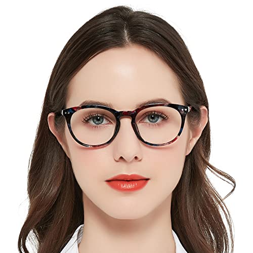 MARE AZZURO Large Reading Glasses Women Trendy Round Readers 100 125 150 175 200 225 250 275 300 350 400 500 600 (Black Floral, 2.25) at Amazon