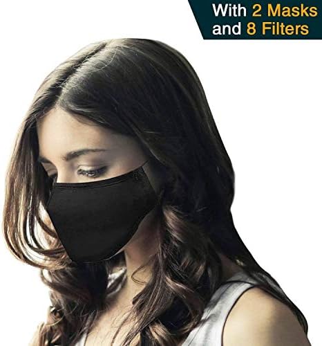 N95 Respirator Mask (Pack of 2 Masks 8 Filters) - Breathing Mask, Pollution Mask Filter and Allergy Mask for Pollen and Protect Against Illness, Allergens, Pollutants and Maintain Better Health