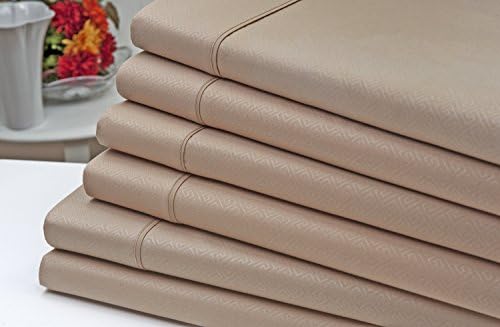 Signature Comfort 6pc Bed Sheet Sheet Set - Wrinkle Resistant - Deep Pocket (Queen, Tan)