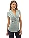 PattyBoutik Women Shawl Collar Short Sleeve Blouse (Light Heather Green Medium)