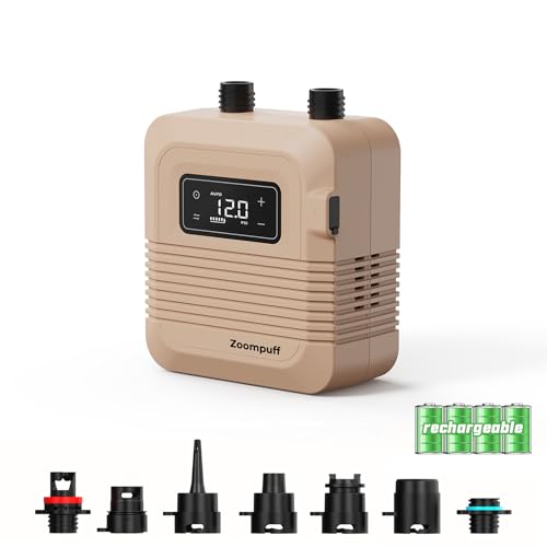 Zoompuff Electric Paddle Pump, 20PSI High Pressure SUP Pump, Intelligent Two Stage Inflating and Deflation, Rechargeable Auto Shut-Off Air Pump for Paddle Boats, Boats