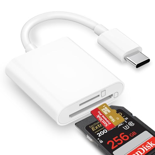 USB C SD Card Reader Type C Memory Card Reader iPhone 17 USBC Micro SD TF Sim Card Digital Camera Adapter Converter to iPhone 16, 15, MacBook Pro/Air, Chromebook, Galaxy and More USB-C Device