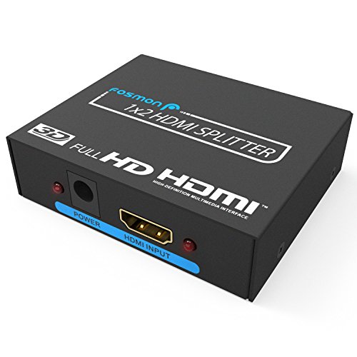 Hdmi splitter, fosmon hd8090 1x2 1080p 2-ports hdmi pow…