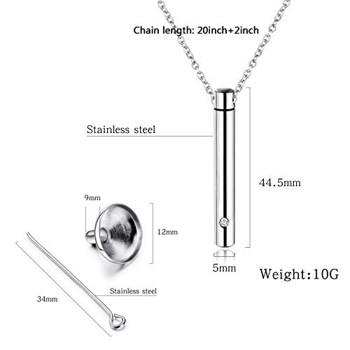 YOUFENG Urn Necklaces for Ashes Urns for Human Ashes Memorial Cremation Urn Locket Stainless Steel Keepsake Ashes Jewelry (Silver)