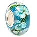 Blue Hawaii Flower Glass Bead Sterling Silver Core For European Charm Bracelets