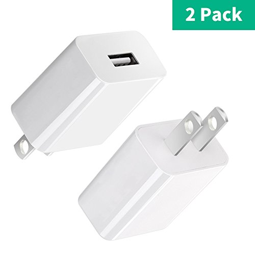 BSSPOWER 5V USB Wall Charger Power adapter for Amazon Fire Tablets and Kindle eReaders, HTC One M8 / LG / G3, iPhone 7 / 7Plus / 6 / 6s, Samsung Galaxy S5 / S4 / S3 / Note 4 / Note 2 (2 Pack)