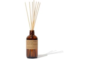 P.F. Candle Co. Ojai Lavender Classic Scented Rattan Reed Diffuser (3.5 fl oz) Amber Glass Jar, Fine Fragrance Oil, Low Maintenance Scent Throw