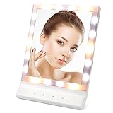 LED Lighted Makeup Mirror with Removable 10x Magnifying - ASSIS Vanity Mirror Led Cosmetic Mirror, Smart Touch Makeup Mirror with Light (18 LED) , Wall Mount Make Up Mirror