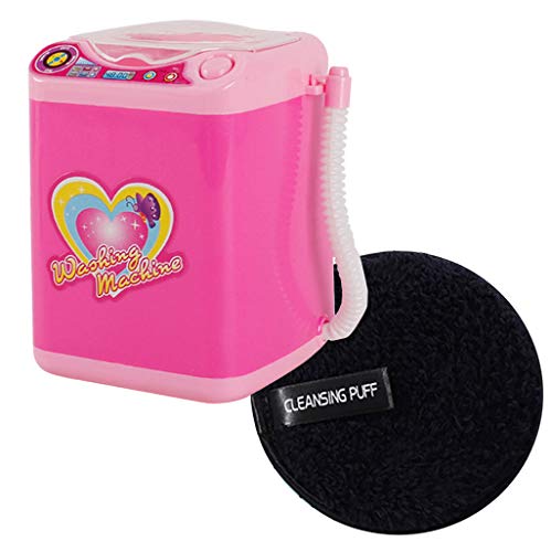 Aviat 1Pc Cleansing Puff Makeup Remover Towel Microfiber Pad + Washing Machine Electronic Blender Cleaning Tool for BB Cream Concealer (Black)