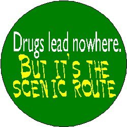 Drugs Lead Nowhere, But It's The Scenic Route Funny Pinback Button 1.25" Pin / Badge