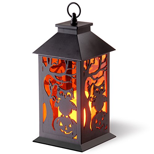 National Tree 11.5" LED Owl & Pumpkin Lantern