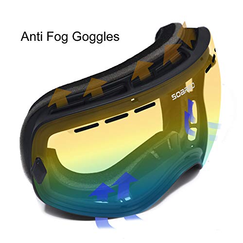 Soared Ski Snowboard Goggles Winter Snow Glasses Double-Layer Spherical Lenses UV400 Anti-Fog OTG Eyewear for Men Women Grey - Thumbnail 2