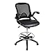 ELECWISH Tall Drafting Chair - Adjustable Height with Flip Arms, Breathable Mesh Seat and Foldable 5 Star Base Black, Office Desk Chair, Black