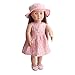 MonkeyJack 2pcs Fancy Clothes Outfit for 18inch American Girl My Life Zapf Baby Born Dolls Floral Dress Hat Set Pink