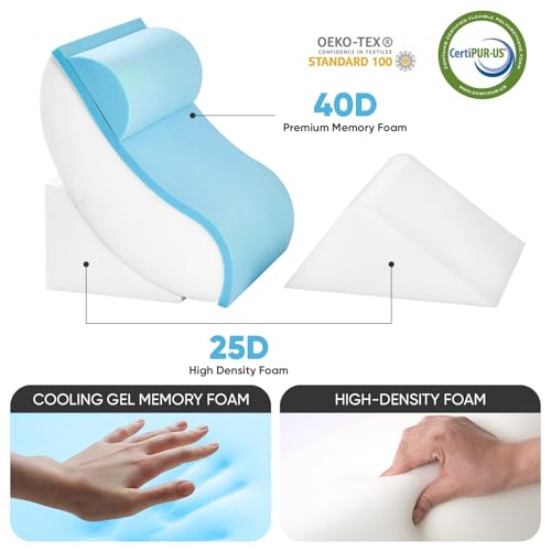 OAISZ 4 PCS Wedge Pillow Set for After Surgery, Memory Foam Orthopedic Bed Wedge Pillow Set, Adjustable Bed for Sleeping, Acid Reflux Relief, Post Surgery Recovery, Back Support, Leg Elevation, Black