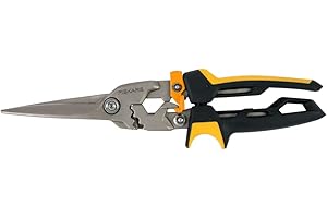 Fiskars Pro PowerGear Aviation Snips (Long Straight Cut), Yellow