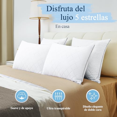Orange Wave Pillows 50 x 70 cm Pack of 2 – Hypoallergenic Microfibre, Soft and Breathable, Oeko-Tex Certified, Ideal for Sleeping Comfortably
