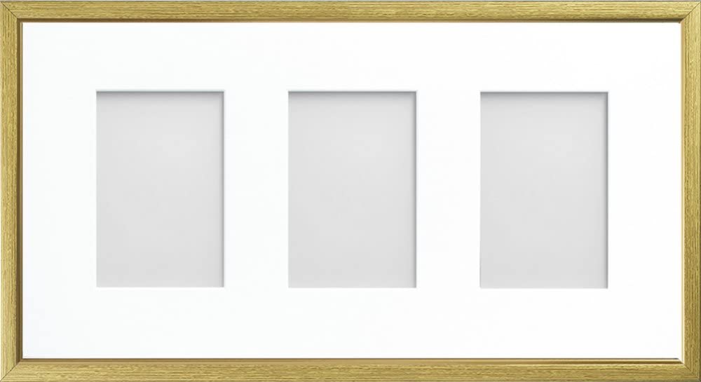 Frame Company Drayton Multi Aperture Photo Frame, Gold with Gold Inset, 20x10 for 6x4 inch (x3)