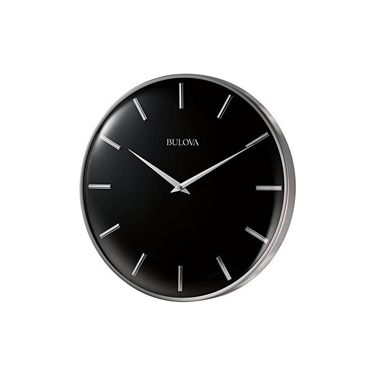 Bulova C4849 Metro Wall Clock, Satin Pewter Finish/Matte Black LAVORIST
