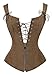 Charmian Women's Renaissance Lace Up Vintage Boned Bustier Corset with Garters Brown X-Large
