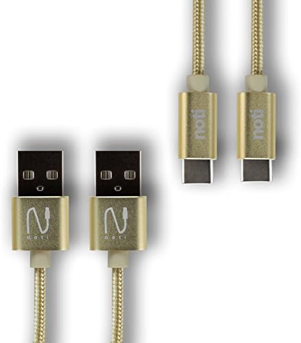Noti Nylon Braided (Tangle Free), Aluminum Cased [USB Type C to Type A Cable], 3.3 FT, CE/RoHS certified / Nexus 6P, Nexus 5X, Google Pixel, LG V20, Oneplus 2 Compatible Charger (Gold 2 PC)