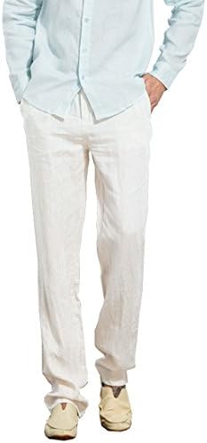 Manwan walkMen’s Casual Beach Trousers Elastic Loose Fit Lightweight Linen Summer Pants K70