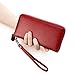 Moflycom Womens Wallet RFID Blocking Genuine Leather Zip Around Wallet Clutch Wristlet Travel Long Purse for Women Deep Red