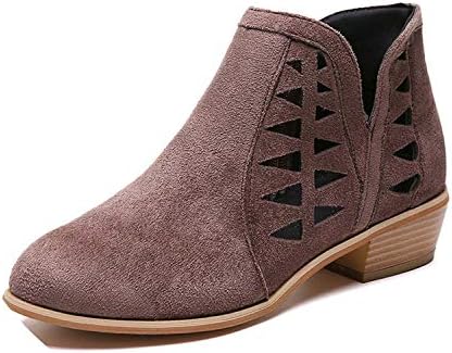 2018 Fashion Cut-Out Booties Women Shoes Autumn Retro Suede Ankle Boots Shoes Woman Clogs Heels