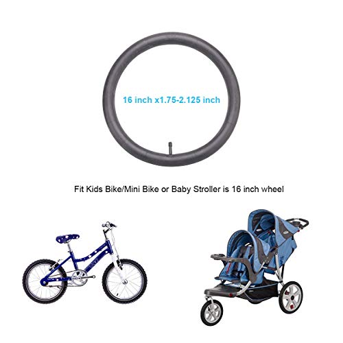 Helonge 16 Inch Bike Tube 16 x 1.75-2.125, 2 Pack Bicycle Inner Tube for Kids Mini Bike and Stroller with 34 mm Standard Schrader Valve