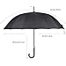 Atree 55 Inch Classic Auto Open J Handle Golf Umbrella Parasol Stick Umbrella with 16 Ribs, Durable and Strong Enough (Black)