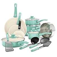 GreenLife Soft Grip Healthy Ceramic Nonstick 16 Piece Cookware Pots and Pans Set, PFAS-Free, Dishwasher Safe, Turquoise GreenLife Soft Grip Healthy Ceramic Nonstick 16 Piece Cookware Pots and Pans Set, PFAS-Free, Dishwasher Safe, Turquoise