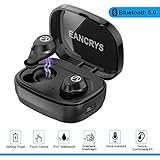 EANCRYS True Wireless Earbuds,IPX7 Waterproof Mini In-Ear Sports Earphones,Bluetooth 5.0 Touch Control Stereo Earbuds Compatible High Capacity 1600mAh Charging Case,Built-in Mic For Phones