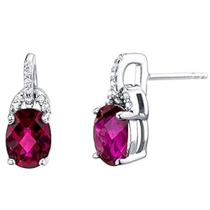 Peora 925 Sterling Silver Pirouette Post Earrings for Women in Various Gemstones, 8x6mm Oval Cut