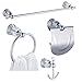 WINCASE Crystal Bathroom Hardware Set 24 Inch, Chrome Towel Bar Set, Silver 4 Piece Accessories Wall Mounted Coat Hook Hand Towel Ring Toilet Paper Holder