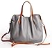 Molodo Womens Satchel Hobo Top Handle Tote Geuine Leather Handbag Shoulder Purse,Grey,Large