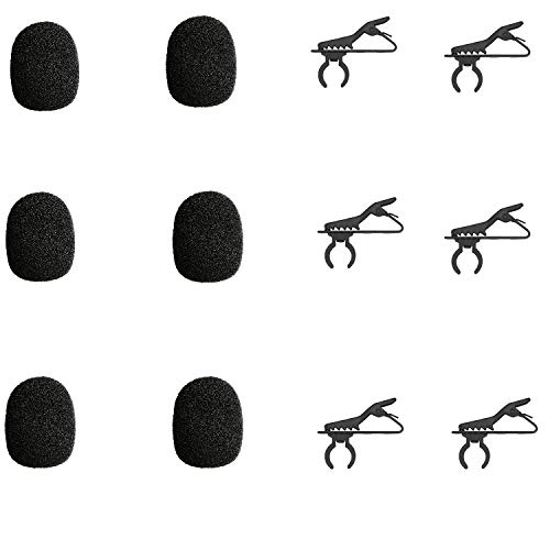image for (6 packs) Foam Windscreen & Lapel Clips, BOYA Microphone Replacement K