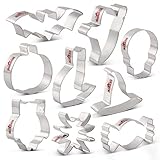 LILIAO Halloween Cookie Cutters Set - 9 Piece - Witch's Hat, Pumpkin, Candy, Ghost, Skull, Bat, Owl, Cat and Spider Cutter - Stainless Steel