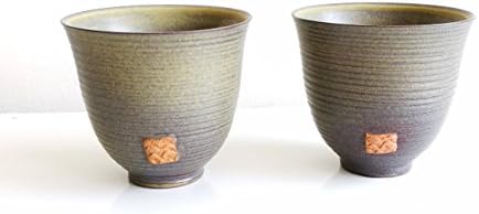 Tea Branch - Tea Cups Set For 2, Japanese Tea Cups For Adults, Jun Ware Porcelain, Dark Green